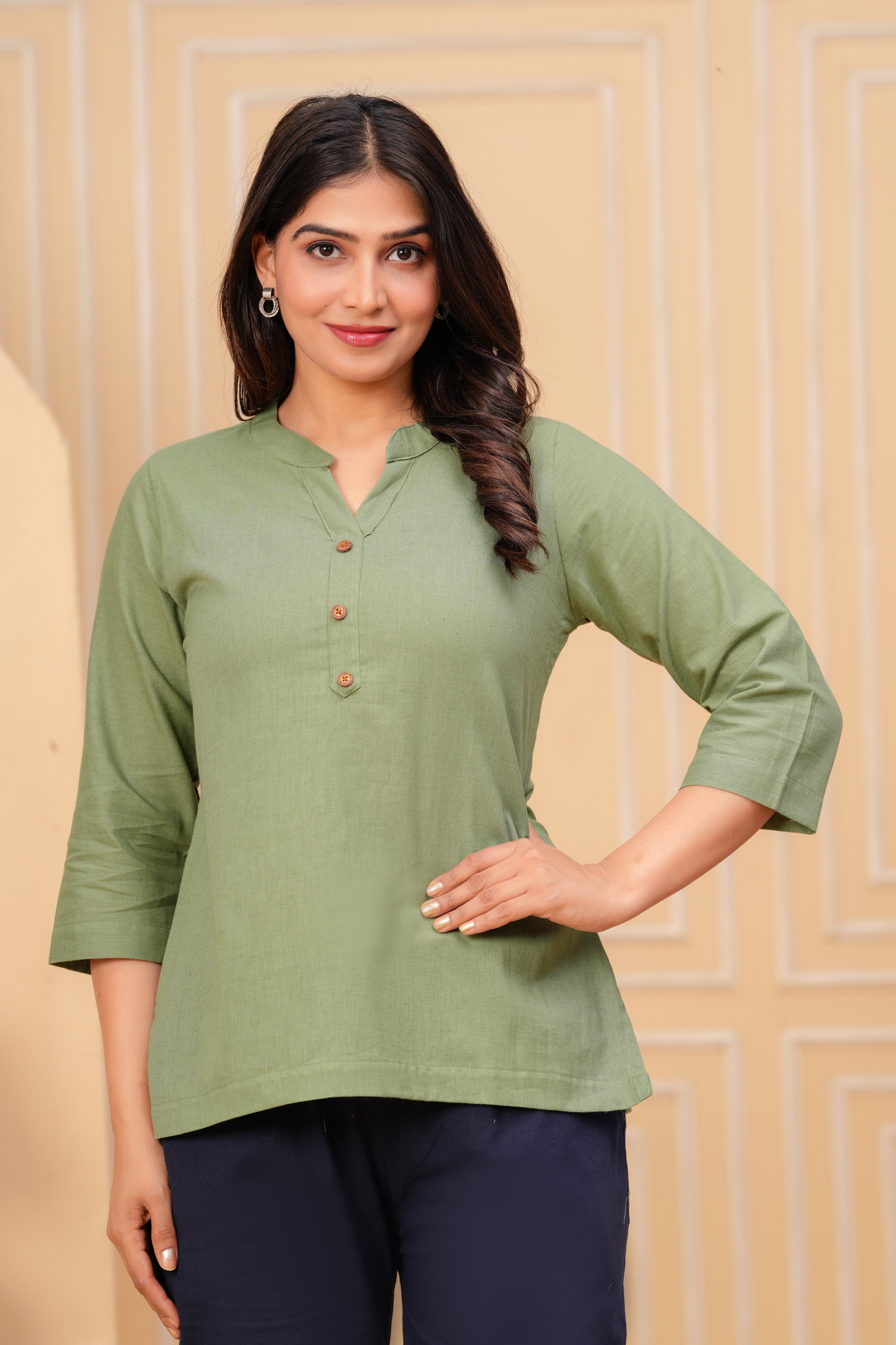 Linen Solid Short Kurta